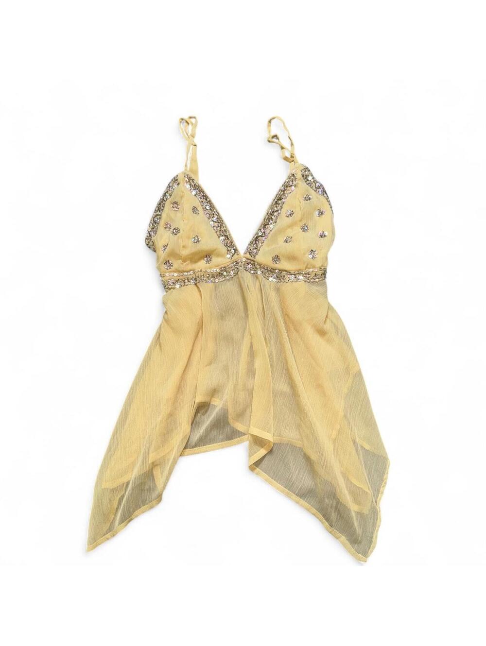 Y2K Live 4 Truth yellow sequin handkerchief top